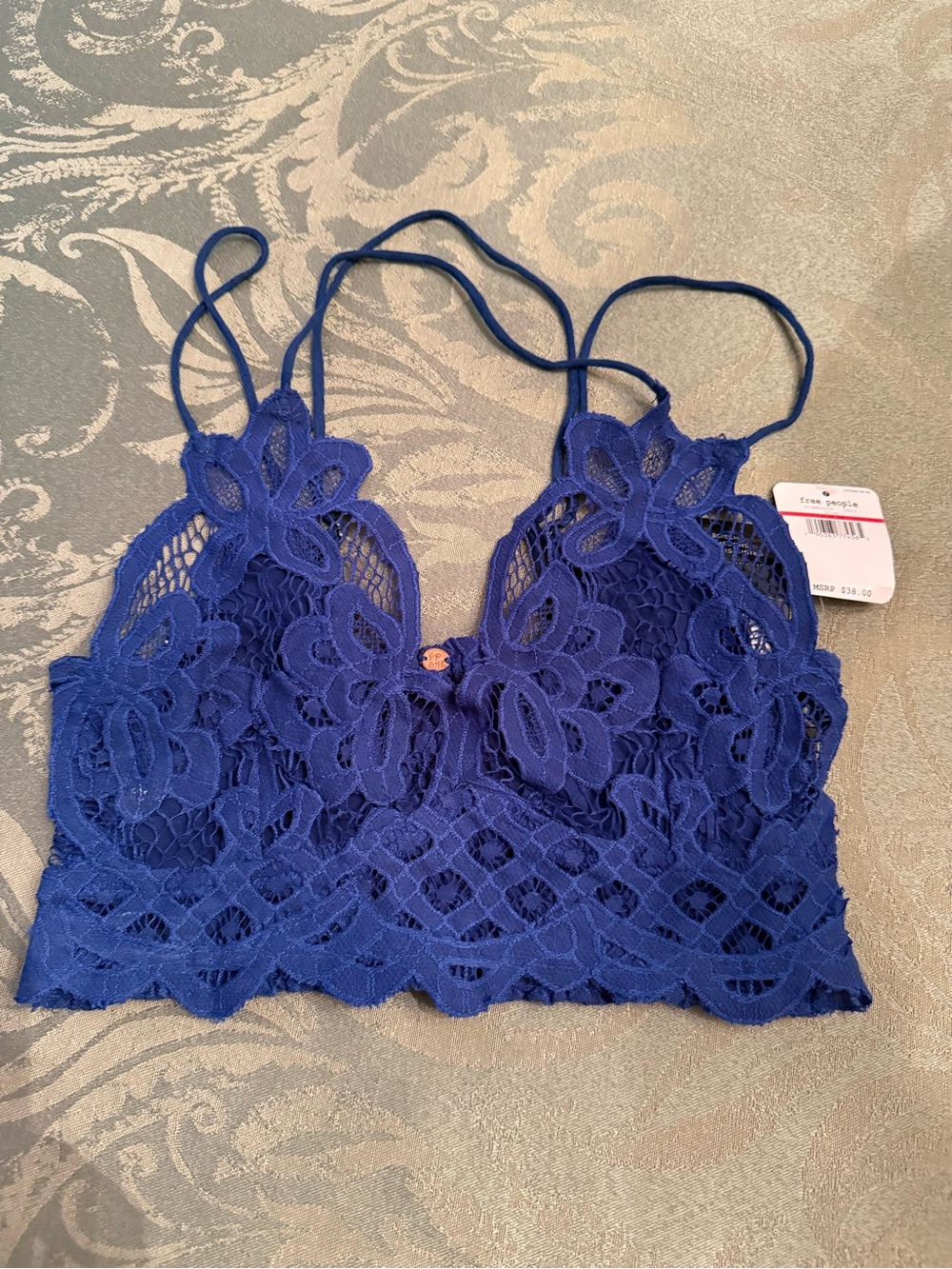 Free People Lace Bralette in Royal Blue - size XS NWT